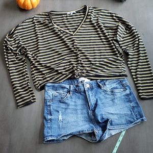 Striped knotted crop top